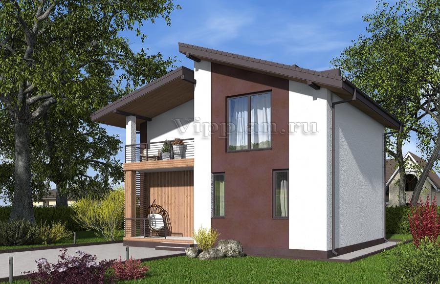 Одноэтажный с мансардой, верандой, балконом и кухней-гостиной